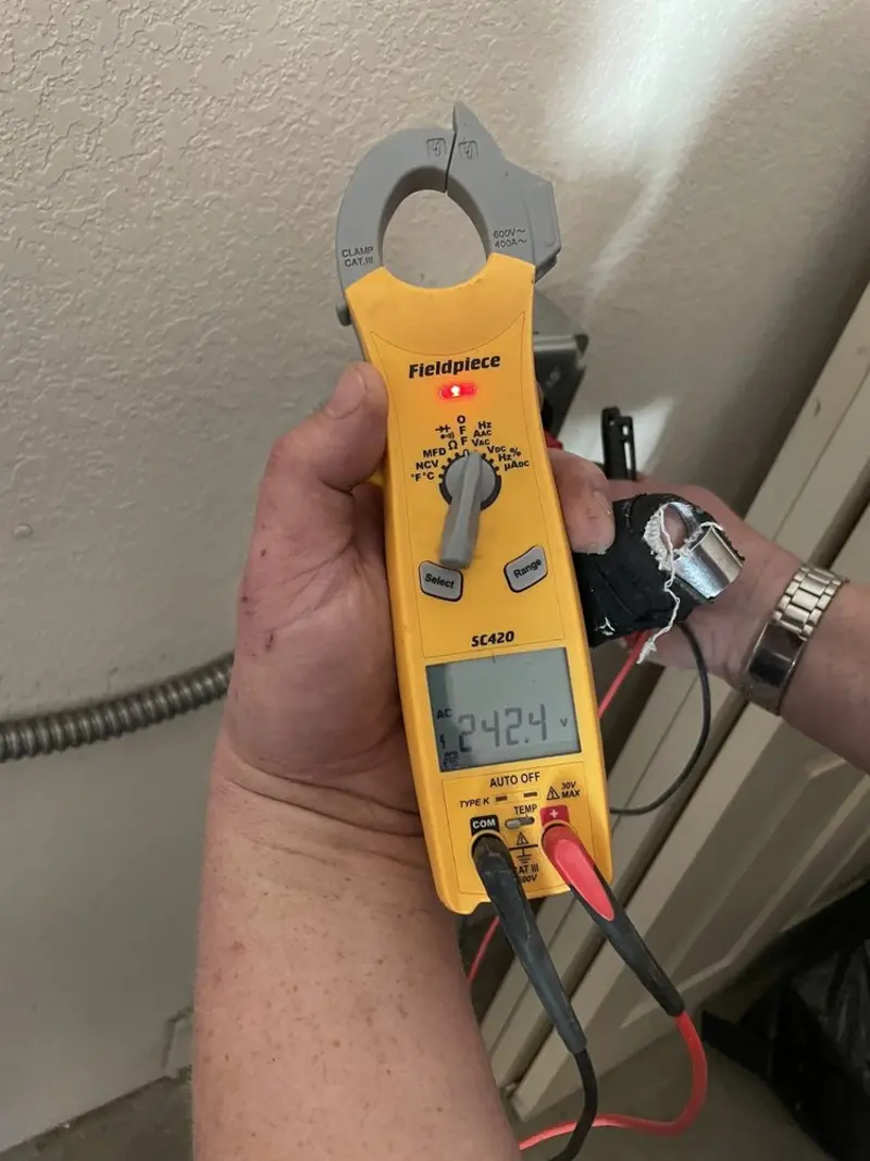 Voltage testing with clamp meter during Generator Installation in Pickerington
